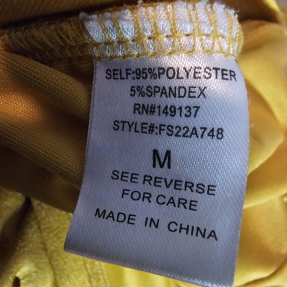 Slinky Mini Dress. Mustard. Size Medium. - Picture 5 of 7